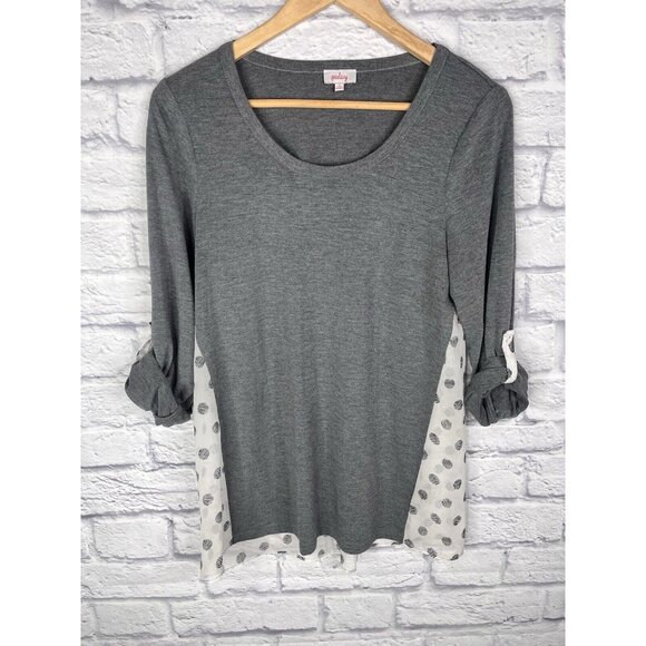 PIXLEY Women's Gray Polka Dot Detail Blouse Small - Picture 1 of 5